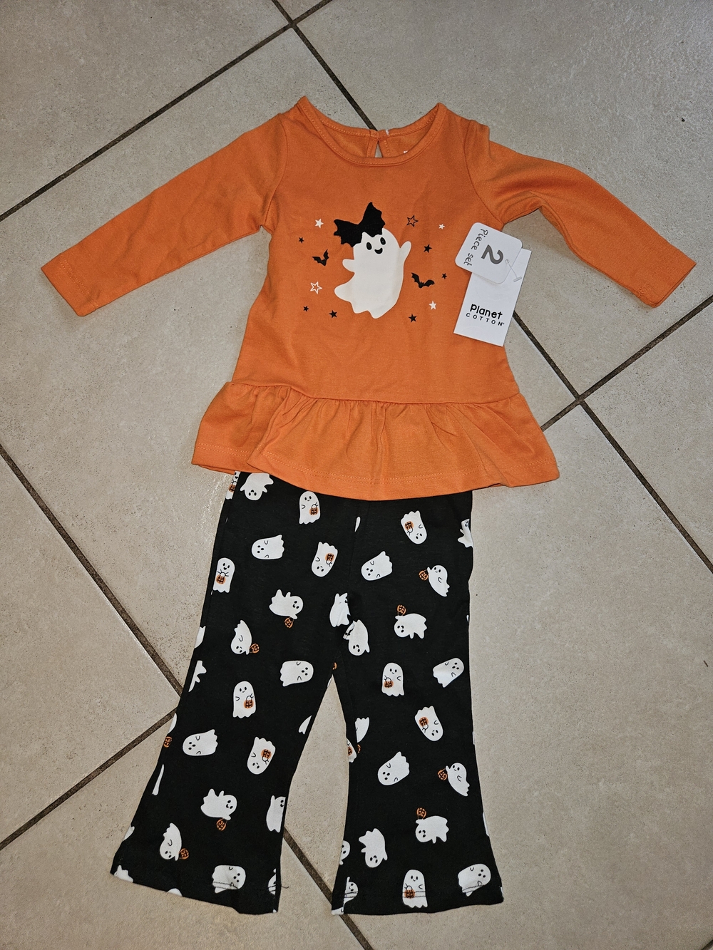 Kids' Halloween Ghost Matching Set in Orange & Black